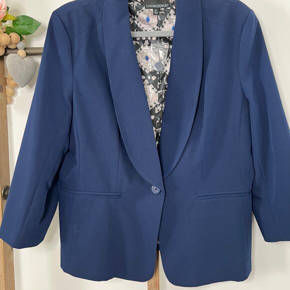 Cynthia Rowley Blue Blazer Crop 3/4 Sleeve Size X Large - Picture 3 of 9